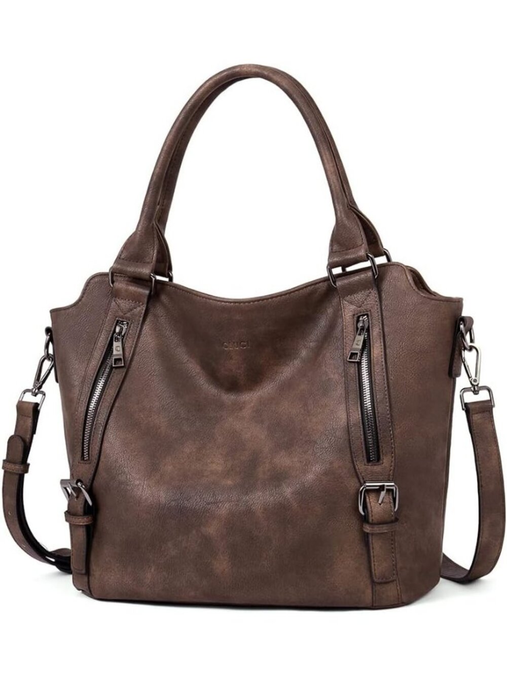 Women's Coffee Vegan Leather Soft Handbag Purses Tote Fashion Crossbody Bags